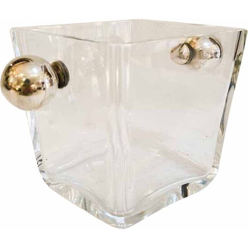 Mid-century crystal and silver ice bucket, Germany