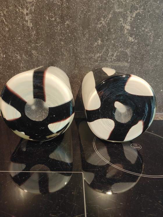 Image 1 of 2 Italian Hand Blown Art Glass Vases