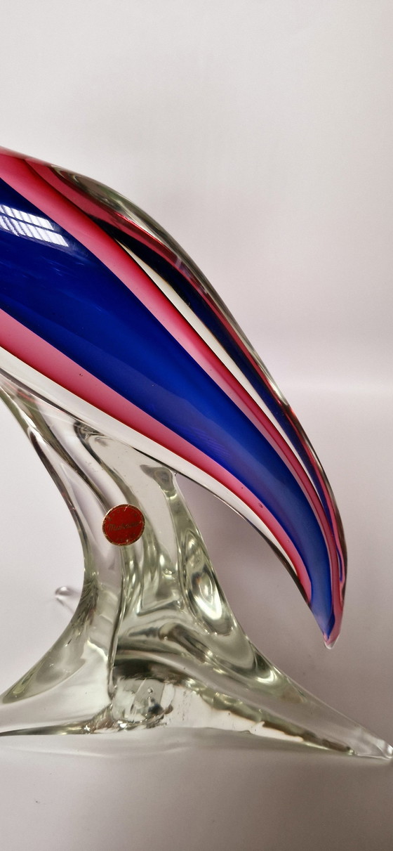 Image 1 of 60'S Poli Seguso Large Murano Glass Sommerso Bird 