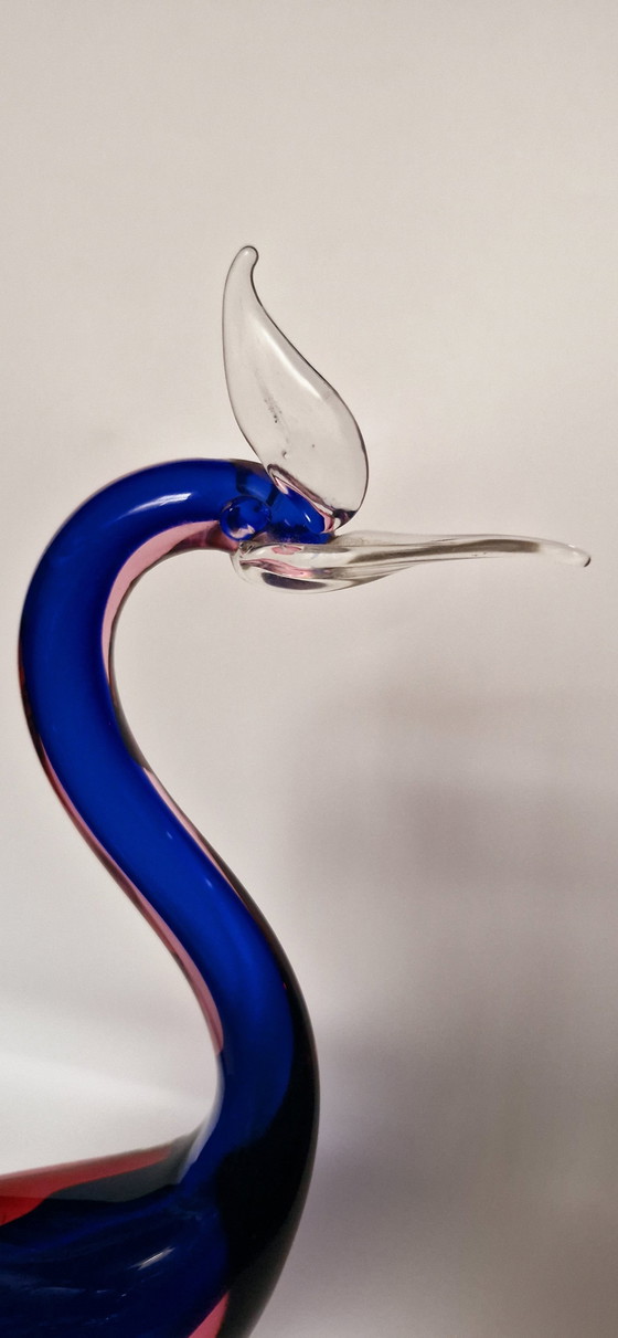 Image 1 of 60'S Poli Seguso Large Murano Glass Sommerso Bird 