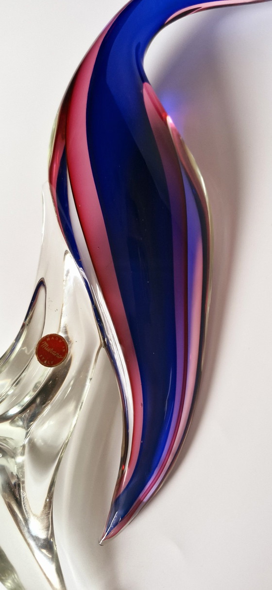 Image 1 of 60'S Poli Seguso Large Murano Glass Sommerso Bird 