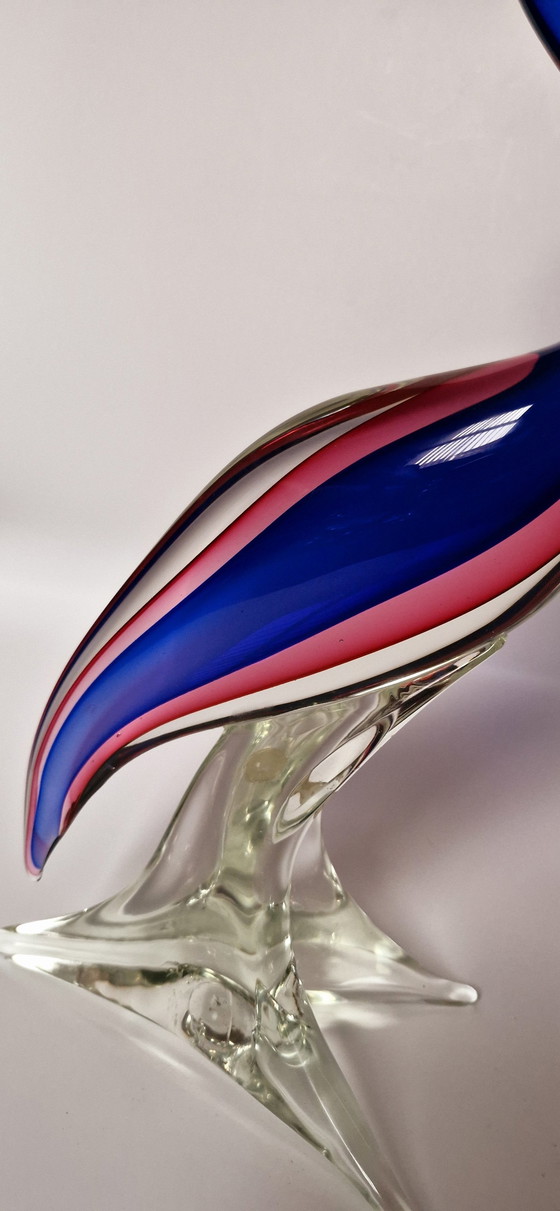 Image 1 of 60'S Poli Seguso Large Murano Glass Sommerso Bird 