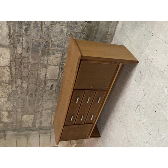 Image 1 of Vintage RG202 storage unit in waxed oak and cast aluminum for Lieuvin, 1948