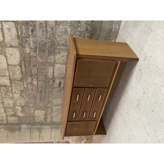 Image 1 of Vintage RG202 storage unit in waxed oak and cast aluminum for Lieuvin, 1948