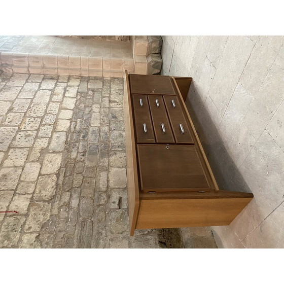 Image 1 of Vintage RG202 storage unit in waxed oak and cast aluminum for Lieuvin, 1948