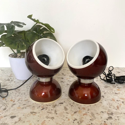 PAIR OF GOFFREDO REGGIANI MAGNETIC EYEBALL LAMPS - SPACE AGE - 1960S