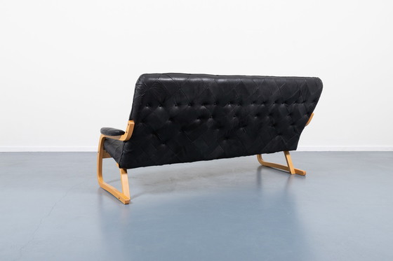 Image 1 of 1970’s Sculptural Danish Modern patchwork leather sofa