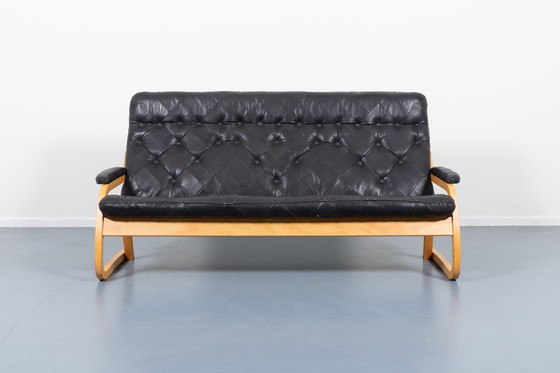 Image 1 of 1970’s Sculptural Danish Modern patchwork leather sofa