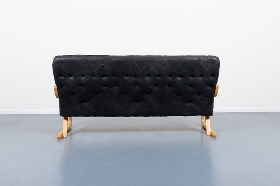 Image 1 of 1970’s Sculptural Danish Modern patchwork leather sofa