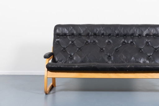 1970’s Sculptural Danish Modern patchwork leather sofa