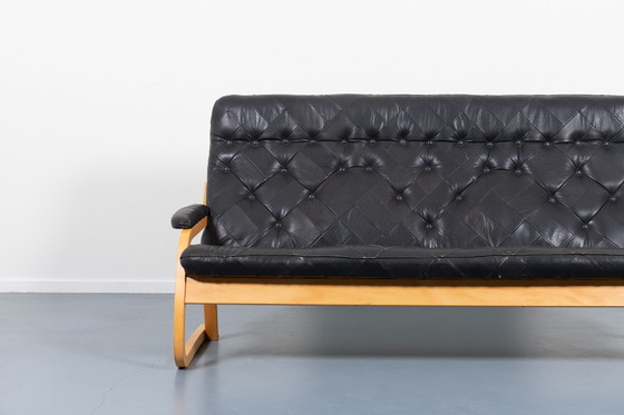 Image 1 of 1970’s Sculptural Danish Modern patchwork leather sofa