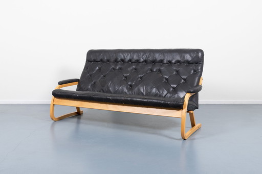 1970’s Sculptural Danish Modern patchwork leather sofa