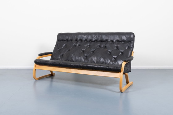 Image 1 of 1970’s Sculptural Danish Modern patchwork leather sofa