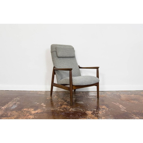 Image 1 of Pair of vintage GFM-64 armchairs in solid beech and fabric by Edmund Homa, Poland 1960