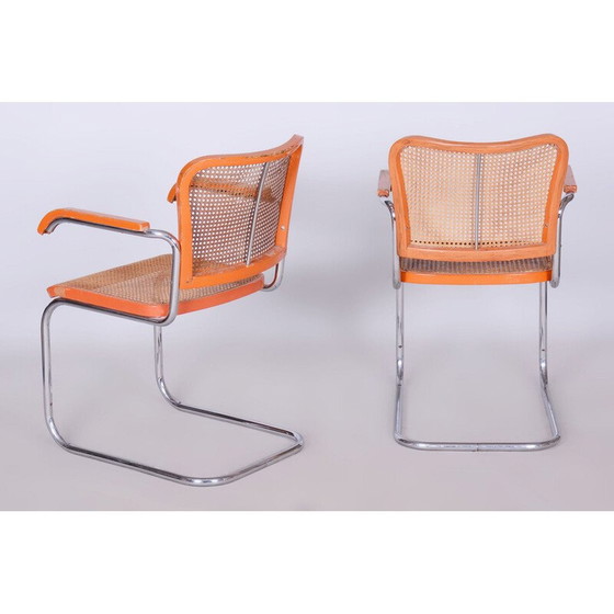 Image 1 of Pair of vintage beech and rattan armchairs by Robert Slezak, Czechoslovakia 1930