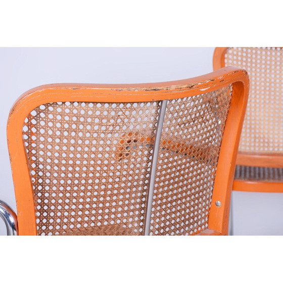 Image 1 of Pair of vintage beech and rattan armchairs by Robert Slezak, Czechoslovakia 1930