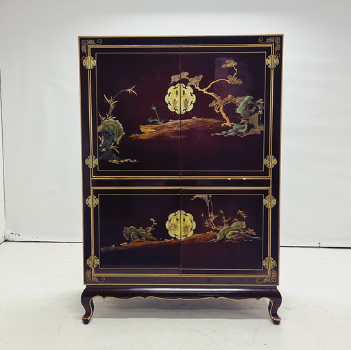 Burgundy Chinese Cabinet