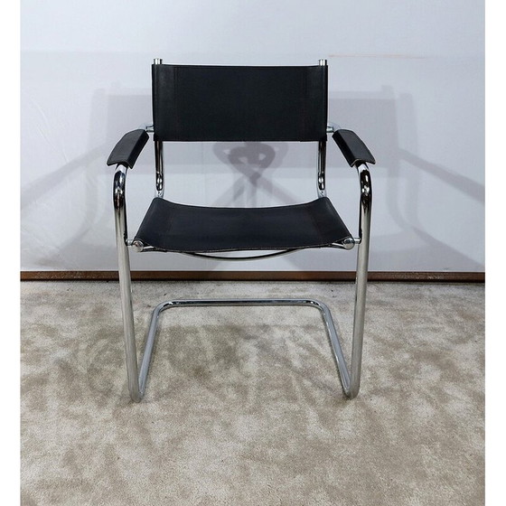 Image 1 of Vintage chrome metal and black leather armchair by M. Breuer, 1970