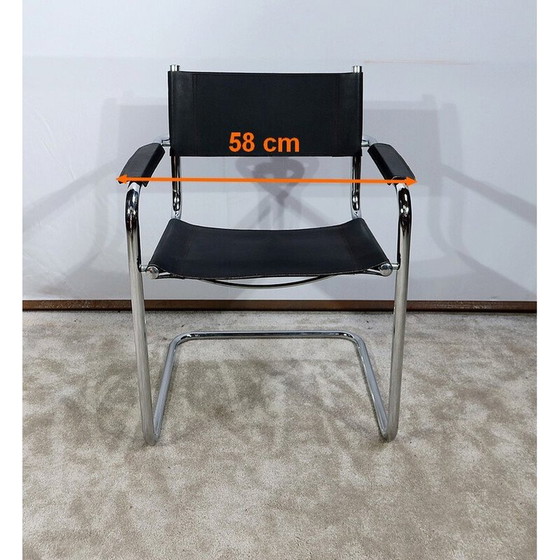 Image 1 of Vintage chrome metal and black leather armchair by M. Breuer, 1970