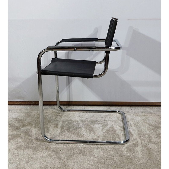 Image 1 of Vintage chrome metal and black leather armchair by M. Breuer, 1970