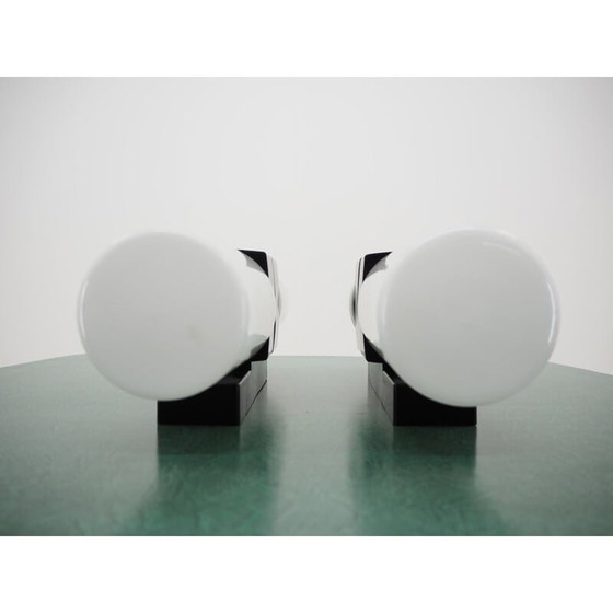 Image 1 of Pair of vintage wall lamps in bakelite and glass, Czechoslovakia 1950