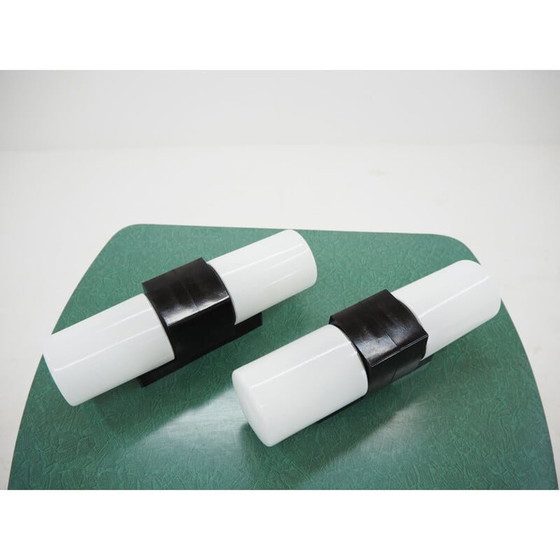Image 1 of Pair of vintage wall lamps in bakelite and glass, Czechoslovakia 1950