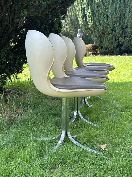 Image 1 of Set Of 4 Martin Stoll Model 7105 Dining Chairs For Giroflex, 1975