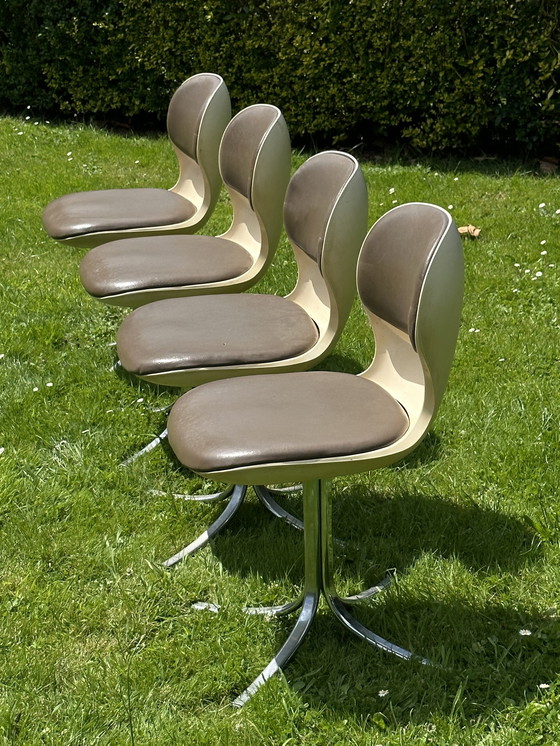 Image 1 of Set Of 4 Martin Stoll Model 7105 Dining Chairs For Giroflex, 1975