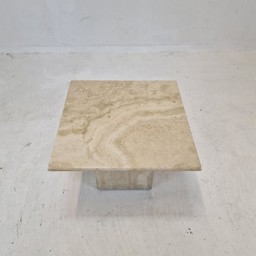 Italian vintage coffee table in travertine, 1980s