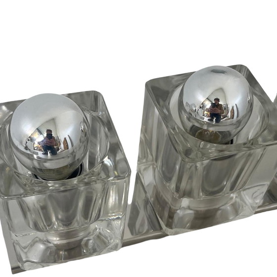 Image 1 of Lampe murale Space Age avec trois cubes en verre