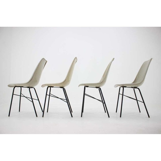 Image 1 of Set of 4 Midcentury Fiberglass Dining Chairs, Czechoslovakia 1960s
