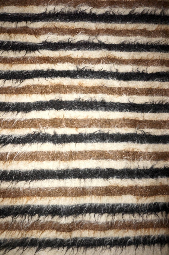 Image 1 of Striped Black White Brown Turkish Rug