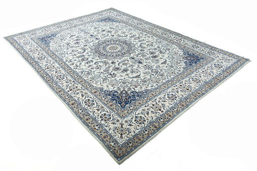 Hand-knotted Persian carpet Nain 9 La With silk - 391 X 290 Cm