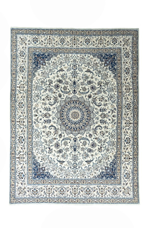 Hand-knotted Persian carpet Nain 9 La With silk - 391 X 290 Cm