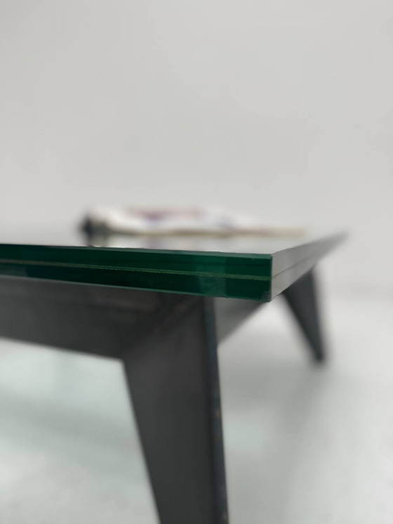 Image 1 of Coffee table with iron frame & glass top