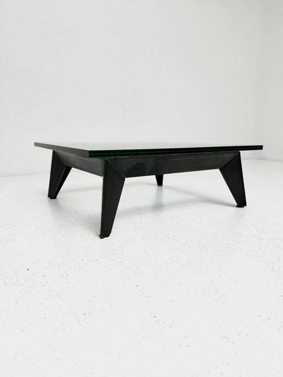 Image 1 of Coffee table with iron frame & glass top