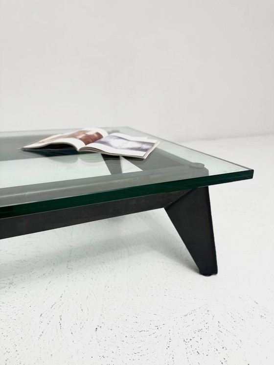 Image 1 of Coffee table with iron frame & glass top