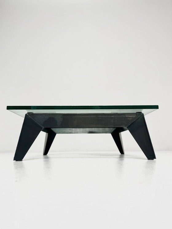 Image 1 of Coffee table with iron frame & glass top