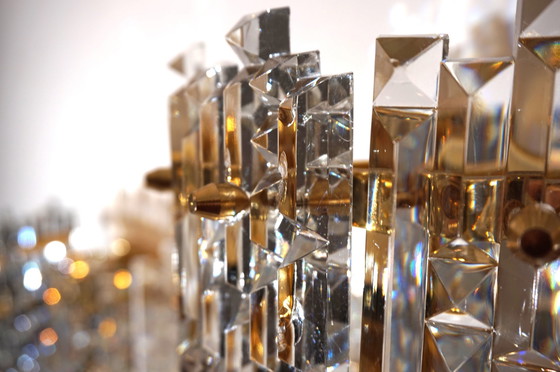 Image 1 of Set Of 2 Kinkeldey Hollywood Regency Waterfall Crystal Glass Wall Lights, 1970
