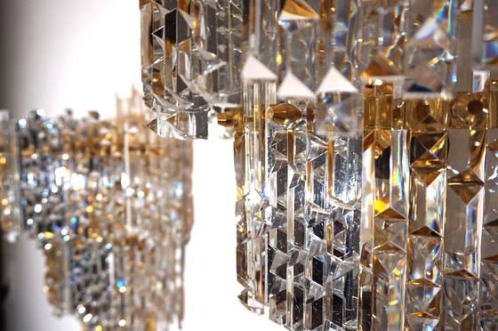 Image 1 of Set Of 2 Kinkeldey Hollywood Regency Waterfall Crystal Glass Wall Lights, 1970