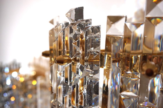Image 1 of Set Of 2 Kinkeldey Hollywood Regency Waterfall Crystal Glass Wall Lights, 1970