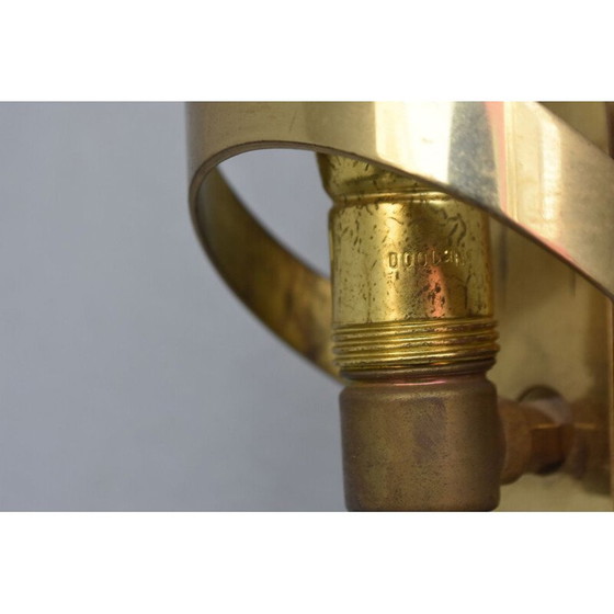 Image 1 of Pair of vintage brass and opaline wall lamps by Max Ingrand, 1940