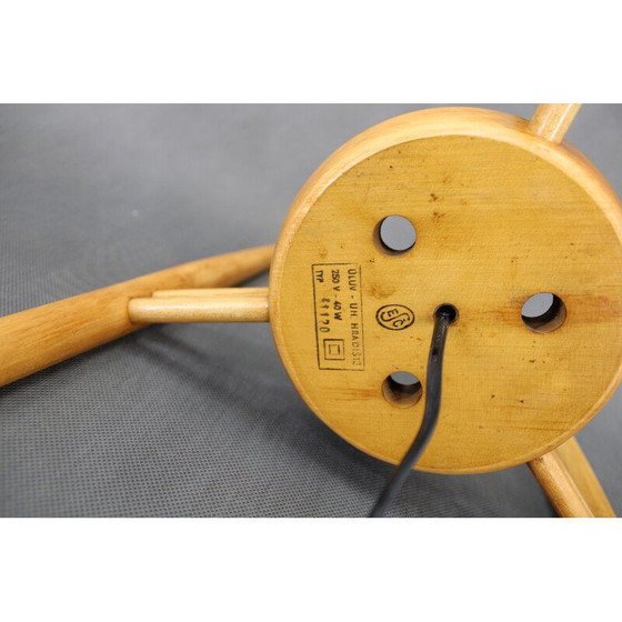 Image 1 of Vintage floor lamp in glass and beech wood for Uluv, Czechoslovakia 1970