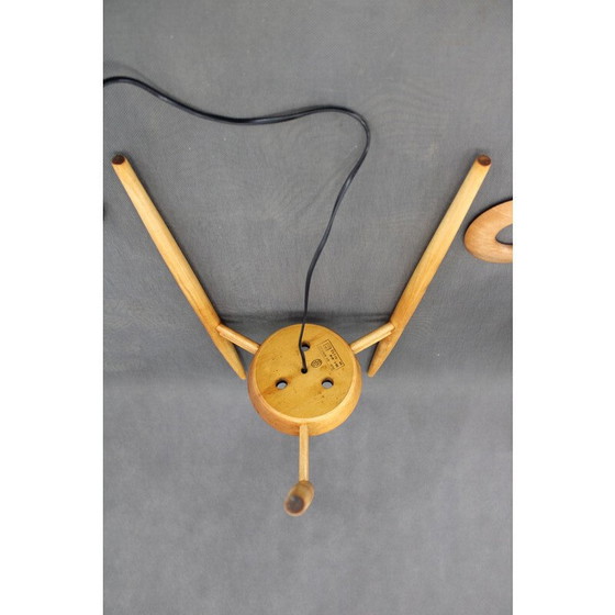 Image 1 of Vintage floor lamp in glass and beech wood for Uluv, Czechoslovakia 1970