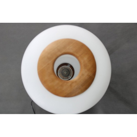 Image 1 of Vintage floor lamp in glass and beech wood for Uluv, Czechoslovakia 1970