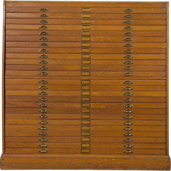 Image 1 of Vintage oak filing cabinet with several drawers, 1930