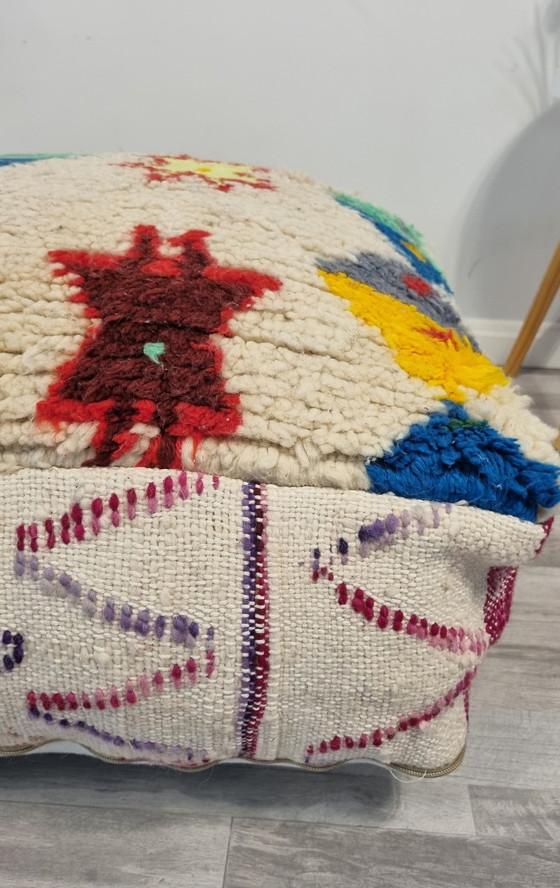 Image 1 of Beautiful Neon Berber Pouf, Moroccan Seat Cushion.