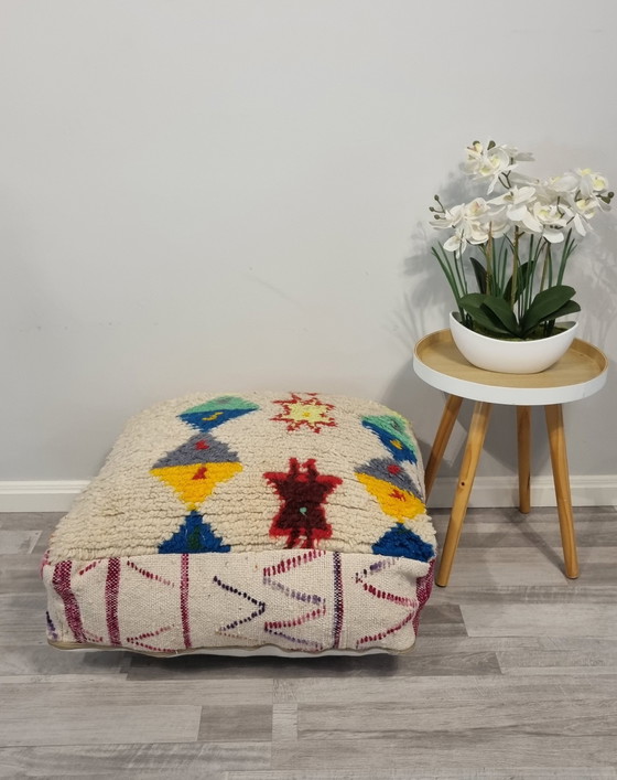 Image 1 of Beautiful Neon Berber Pouf, Moroccan Seat Cushion.