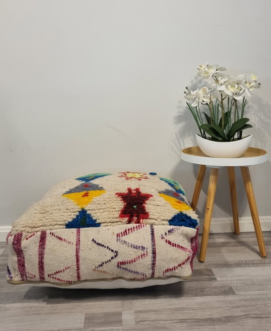 Image 1 of Beautiful Neon Berber Pouf, Moroccan Seat Cushion.