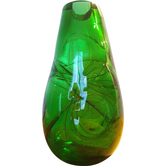 Image 1 of Vintage green vase, Czechoslovakia 1970